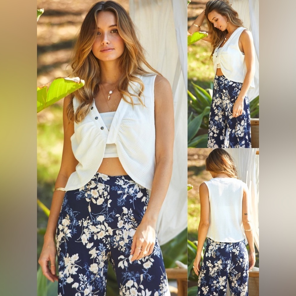 3-Pack Sleeveless Shirred Front Crop Top